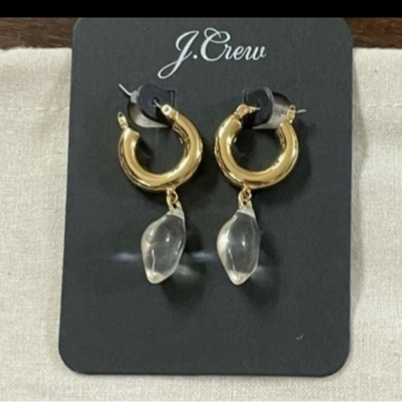 J.Crew-Hoop huggie drop earrings-new - Picture 2 of 8